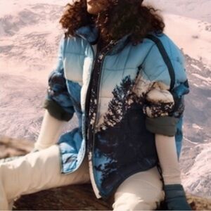 Blue Scenic Print Women's Jacket